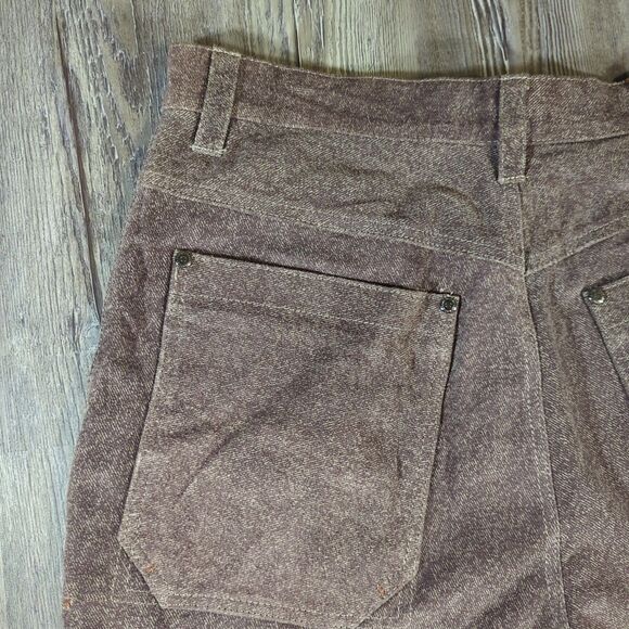 89 Davoucci Mens Loose Fit Heavy Duty Leather Jean Pant 34 X 34 Brown Vintage - Picture 15 of 16